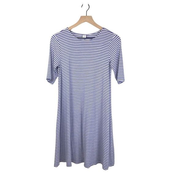 Old Navy Stripped Crew Neck Elbow Length Sleeves Short Dress White and Blue XS - Picture 1 of 6